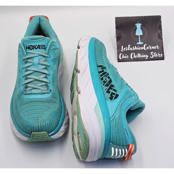 Hoka One One Bondi 7 Women's Green/White Mesh Athletic Running Shoes Sz 9.5 2654 - Picture 11 of 16